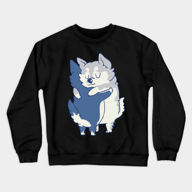 Husky Hugs Crewneck Sweatshirt by huebucket